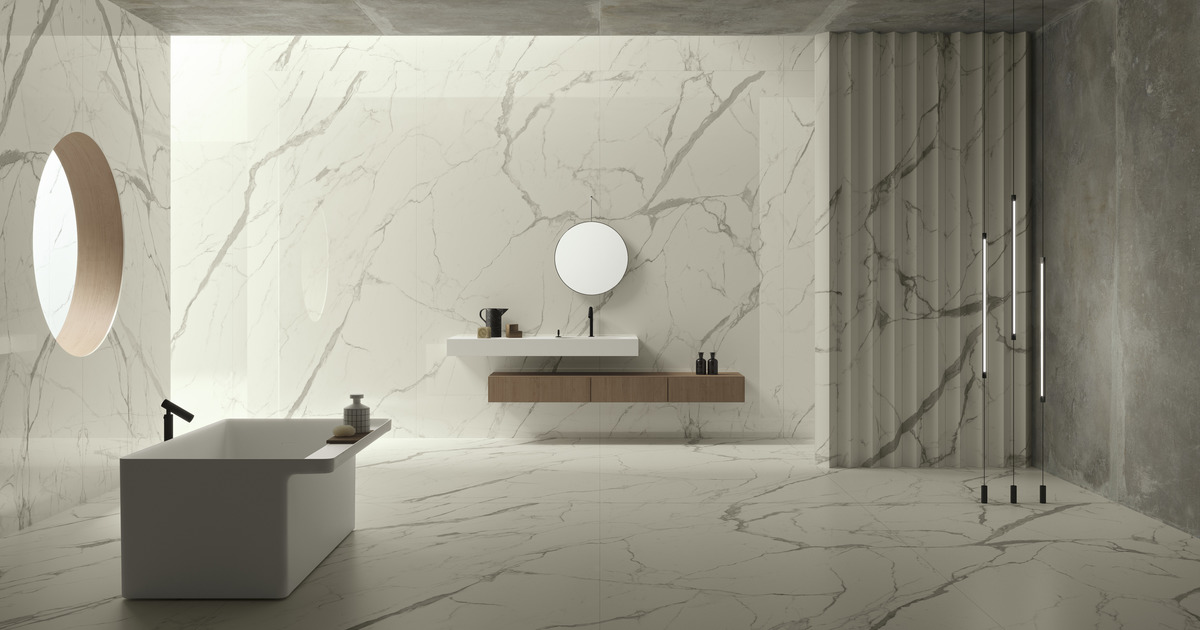 Bianco statuario Ultra marmi, marble effect floor and wall coverings