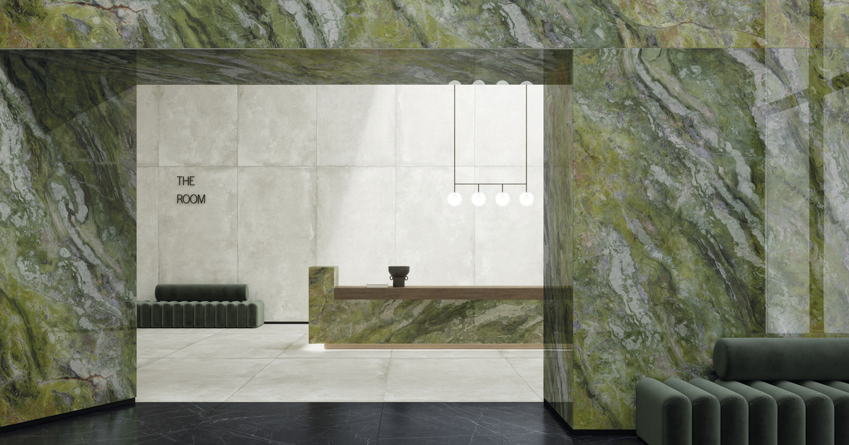 green Big marmi slabs marble Brilliant Ultra porcelain stoneware effect